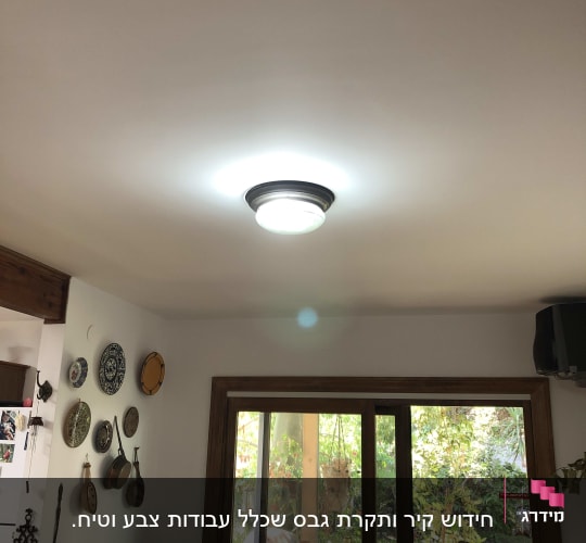 תקרה עם מנורת תקרה עגולה מוארת